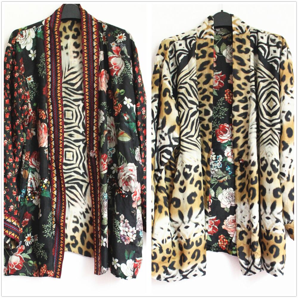 Johnny Was Merhawi Printed Silk Reversible Kimono $465, Open Jacket, Size S